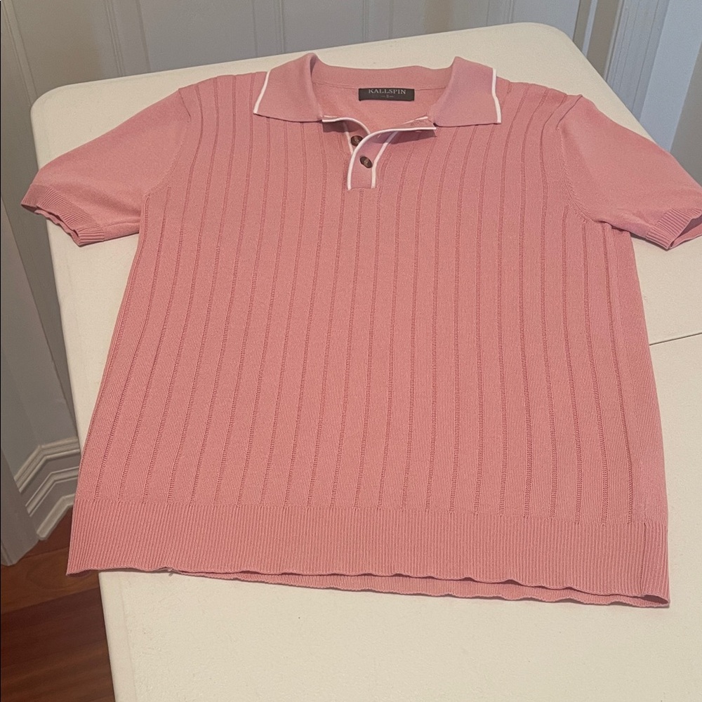Pink Preppy Polo Lightweight Ribbed Front Collegiate Back toSchool Pretty Girl S